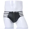 Zipper Pouch Faux Leather Thong